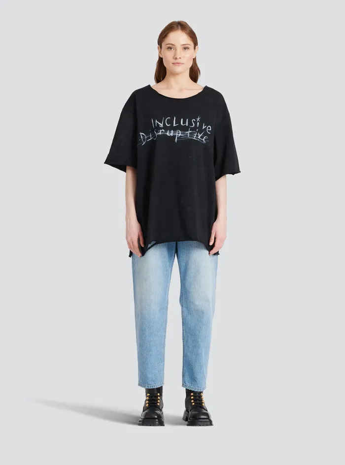 Balmain TShirts WomensMens Unisex 8211 Printed Cotton TShirt Black Balmain TShirts WomensMens Unisex 8211 Printed Cotton TShirt Black