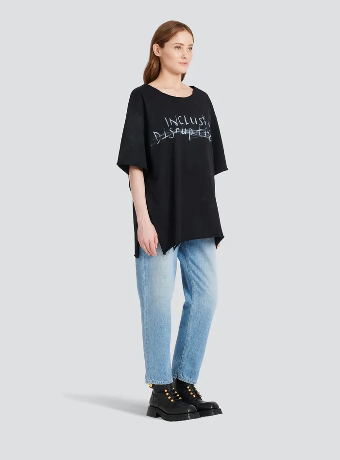 Balmain TShirts WomensMens Unisex 8211 Printed Cotton TShirt Black Balmain TShirts WomensMens Unisex 8211 Printed Cotton TShirt Black