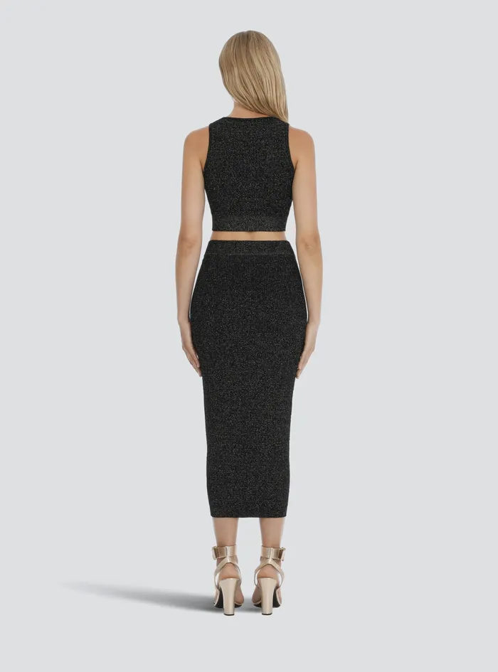 Balmain Tops And Shirts Womens Cropped Knit And Lurex Top Black Balmain Tops And Shirts Womens Cropped Knit And Lurex Top Black