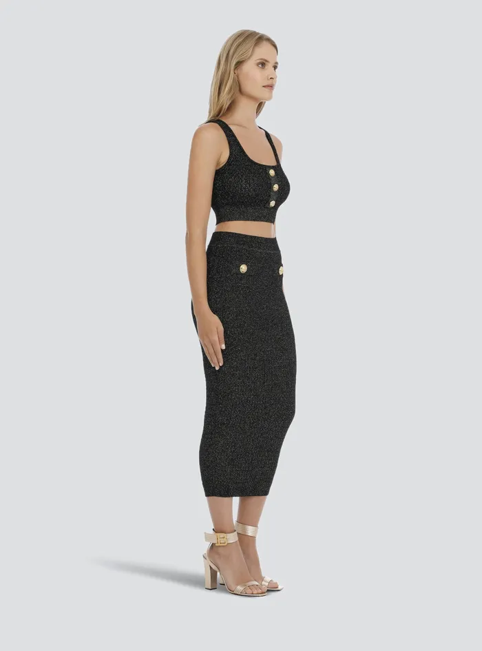 Balmain Tops And Shirts Womens Cropped Knit And Lurex Top Black Balmain Tops And Shirts Womens Cropped Knit And Lurex Top Black