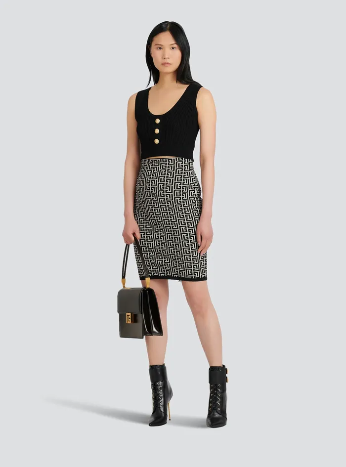 Balmain Tops And Shirts Womens EcoDesigned Knit Crop Top Black Balmain Tops And Shirts Womens EcoDesigned Knit Crop Top Black