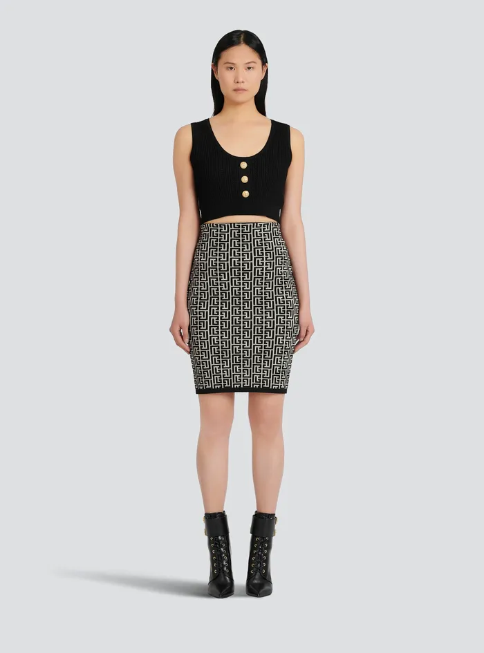 Balmain Tops And Shirts Womens EcoDesigned Knit Crop Top Black Balmain Tops And Shirts Womens EcoDesigned Knit Crop Top Black