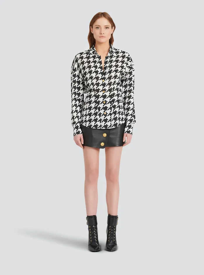 Balmain Tops And Shirts Womens Houndstooth Print Shirt Black