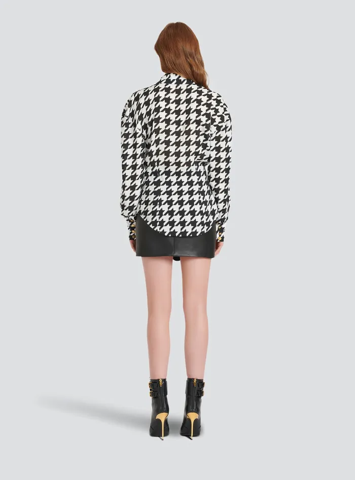 Balmain Tops And Shirts Womens Houndstooth Print Shirt Black