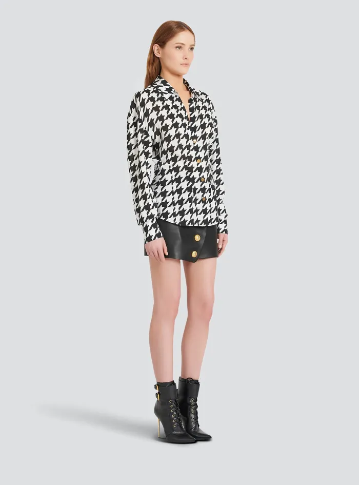 Balmain Tops And Shirts Womens Houndstooth Print Shirt Black
