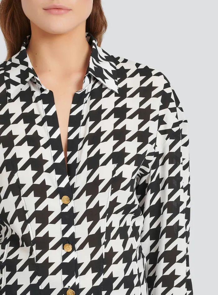 Balmain Tops And Shirts Womens Houndstooth Print Shirt Black