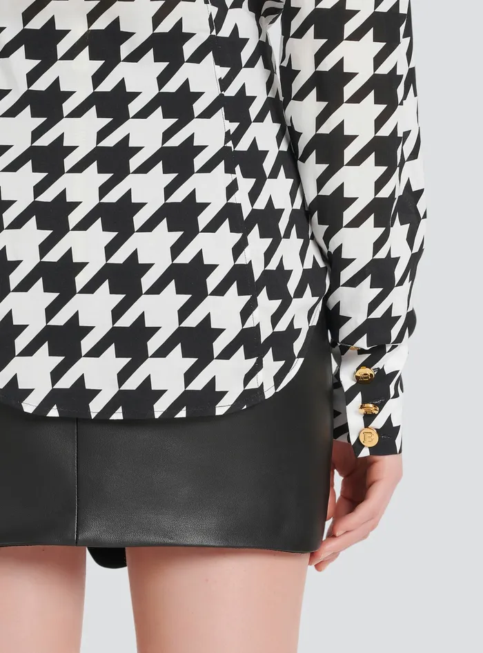 Balmain Tops And Shirts Womens Houndstooth Print Shirt Black