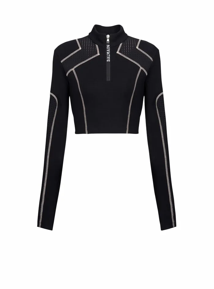 Balmain Tops And Shirts Womens Jersey Crop Top Black