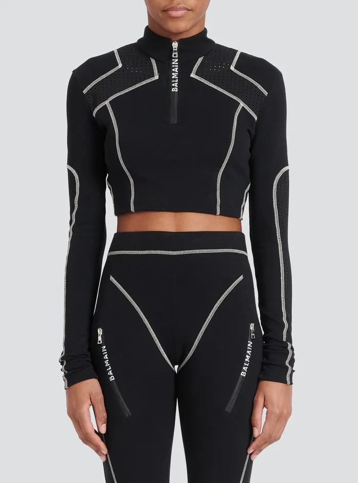 Balmain Tops And Shirts Womens Jersey Crop Top Black Balmain Tops And Shirts Womens Jersey Crop Top Black