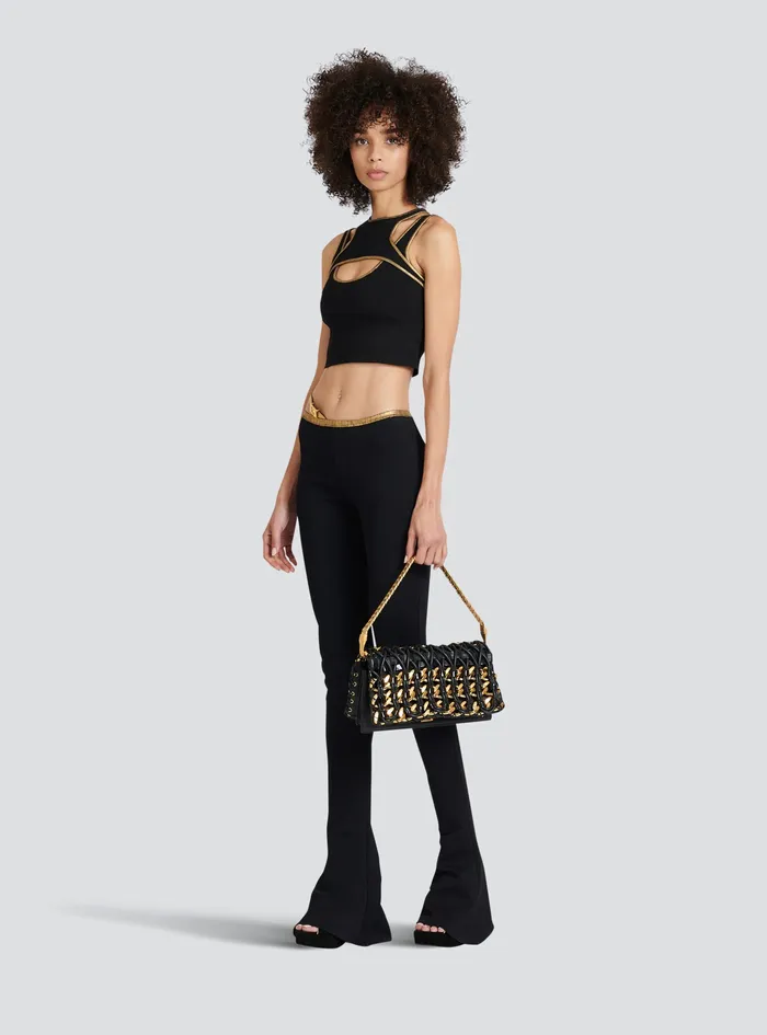 Balmain Tops And Shirts Womens Knit Crop Top Black