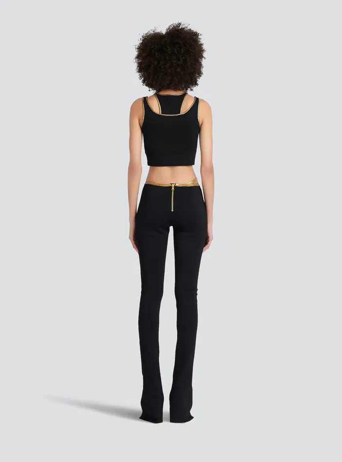 Balmain Tops And Shirts Womens Knit Crop Top Black