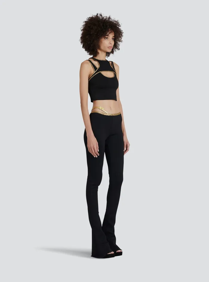 Balmain Tops And Shirts Womens Knit Crop Top Black