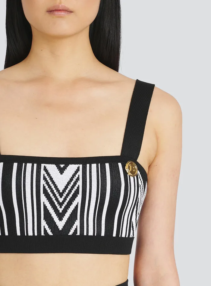 Balmain Tops And Shirts Womens Knit Crop Top With GoldTone Buttons Black Balmain Tops And Shirts Womens Knit Crop Top With GoldTone Buttons Black