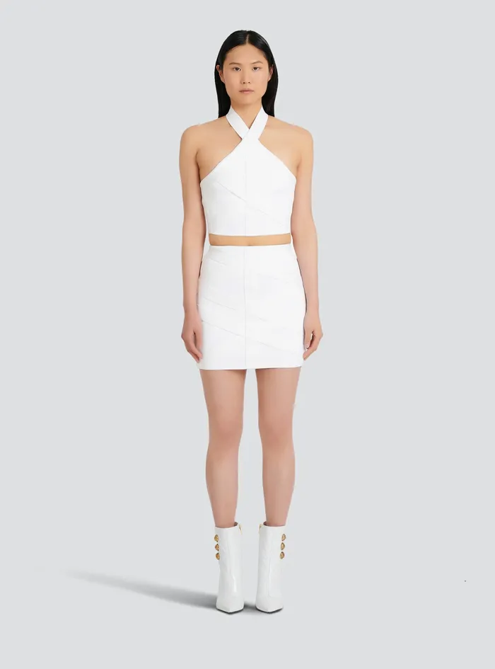 Balmain Tops And Shirts Womens Knit Sports Bandage Crop Top White Balmain Tops And Shirts Womens Knit Sports Bandage Crop Top White