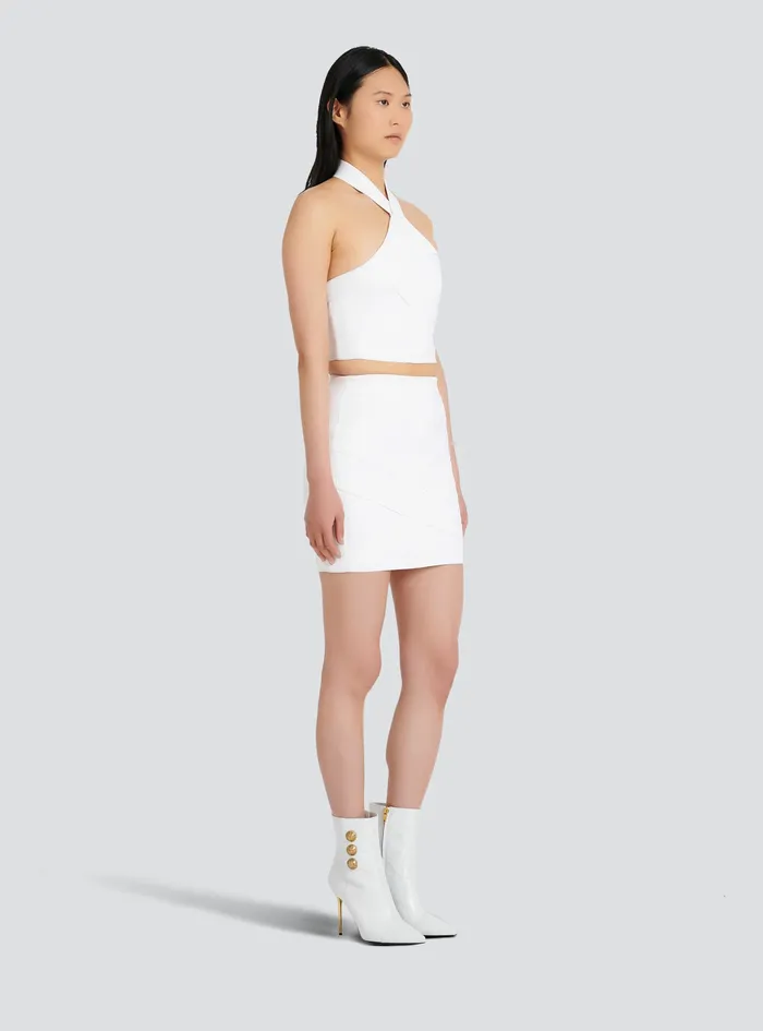 Balmain Tops And Shirts Womens Knit Sports Bandage Crop Top White Balmain Tops And Shirts Womens Knit Sports Bandage Crop Top White