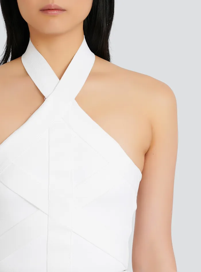 Balmain Tops And Shirts Womens Knit Sports Bandage Crop Top White Balmain Tops And Shirts Womens Knit Sports Bandage Crop Top White