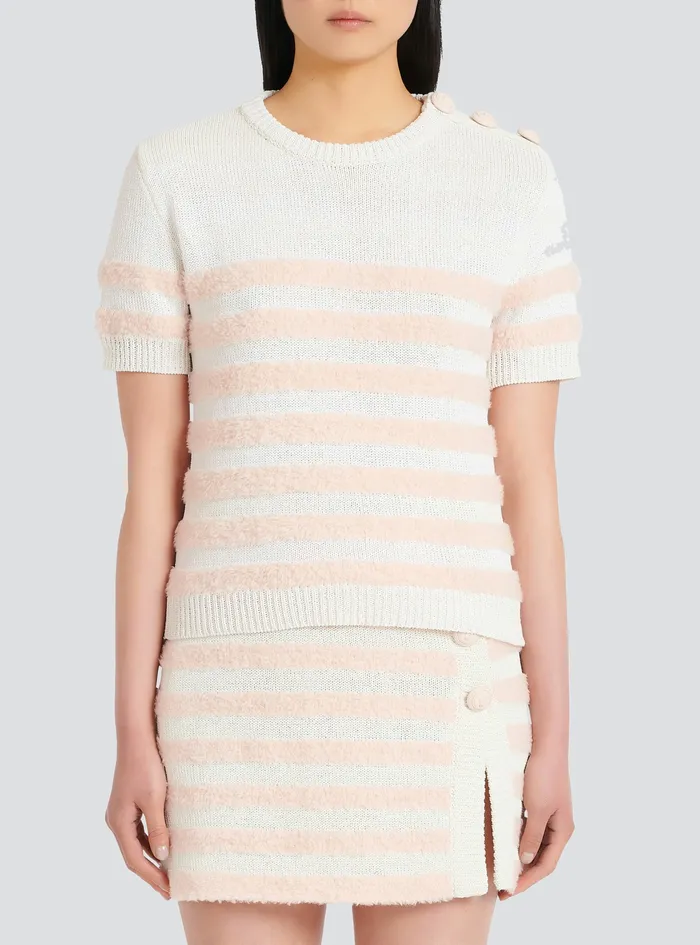 Balmain Tops And Shirts Womens Knit TShirt Pink Balmain Tops And Shirts Womens Knit TShirt Pink