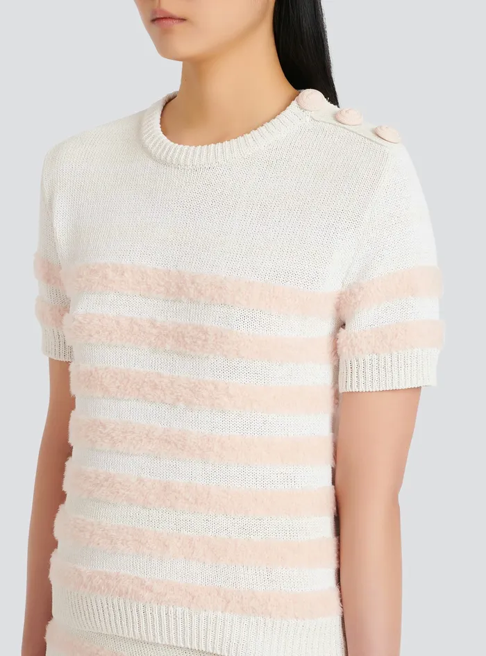 Balmain Tops And Shirts Womens Knit TShirt Pink Balmain Tops And Shirts Womens Knit TShirt Pink