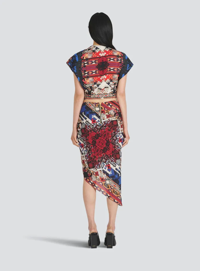 Balmain Tops And Shirts Womens Multicolor Print EcoDesigned Crop Top Multicolor