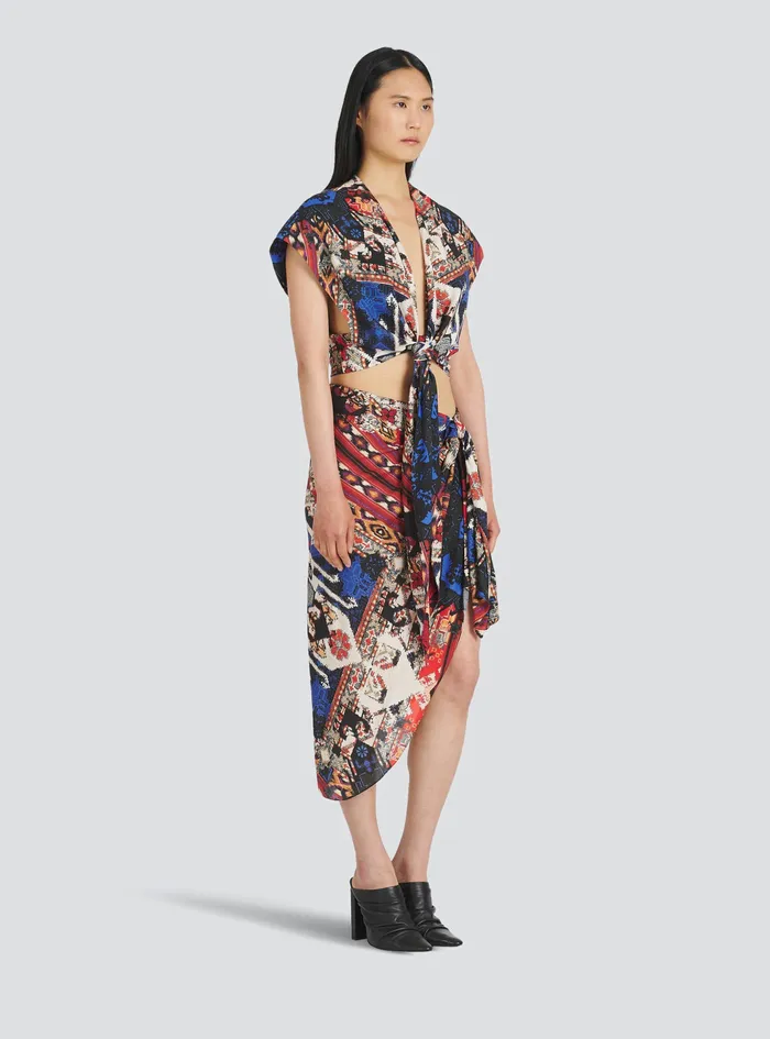 Balmain Tops And Shirts Womens Multicolor Print EcoDesigned Crop Top Multicolor