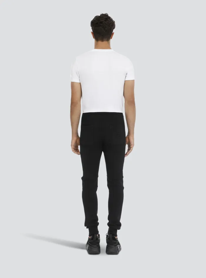 Balmain Trousers And Shorts Mens Black Cotton Sweatpants With Embossed Balmain Paris Logo Black