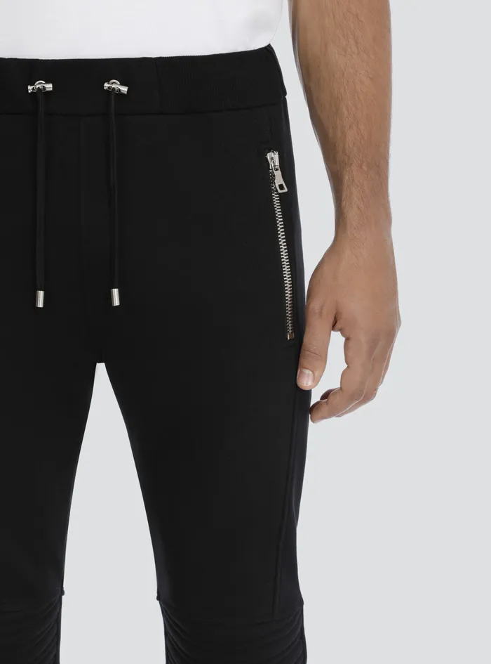 Balmain Trousers And Shorts Mens Black Cotton Sweatpants With Embossed Balmain Paris Logo Black