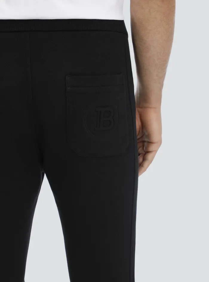 Balmain Trousers And Shorts Mens Black Cotton Sweatpants With Embossed Balmain Paris Logo Black