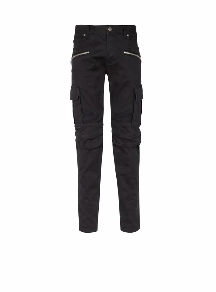 Balmain Trousers And Shorts Mens Cotton Cargo Pants Black