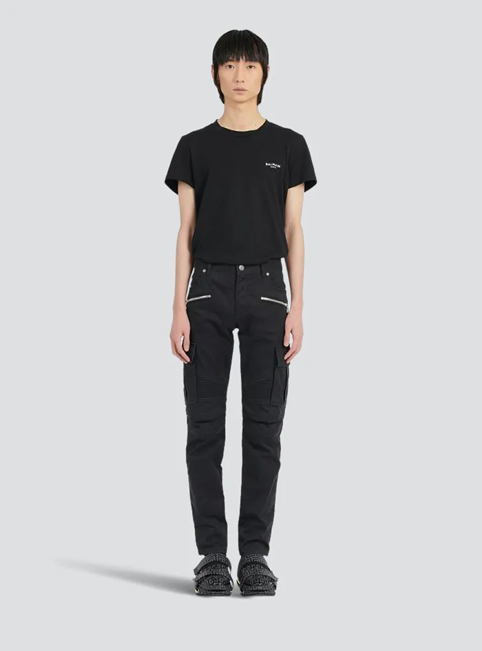 Balmain Trousers And Shorts Mens Cotton Cargo Pants Black Balmain Trousers And Shorts Mens Cotton Cargo Pants Black