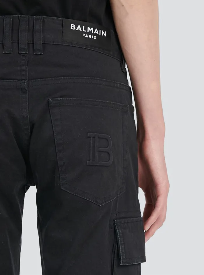 Balmain Trousers And Shorts Mens Cotton Cargo Pants Black Balmain Trousers And Shorts Mens Cotton Cargo Pants Black