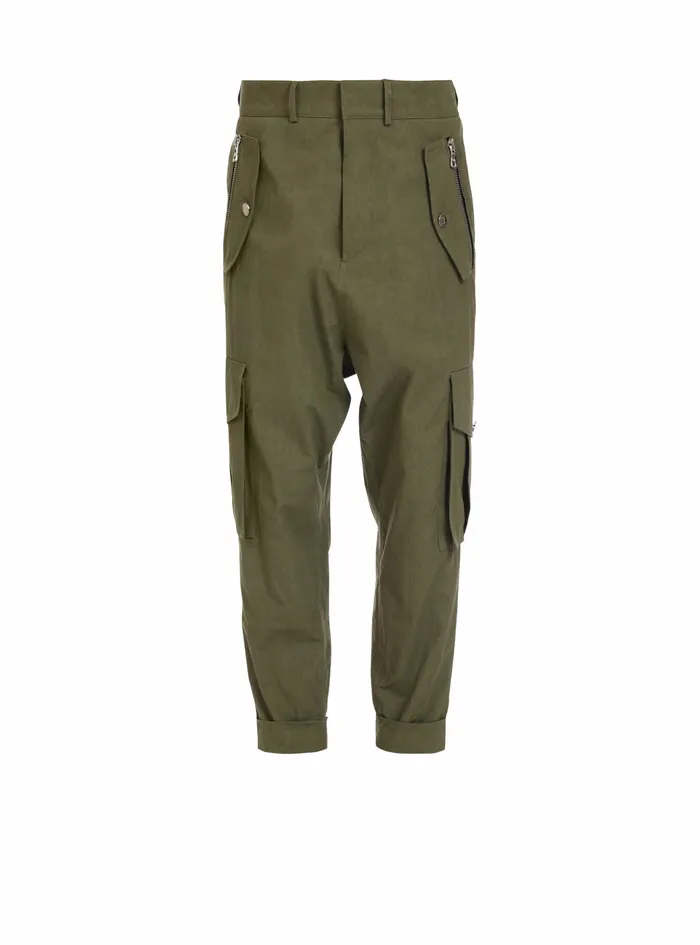 Balmain Trousers And Shorts Mens Cotton Cargo Pants Khaki