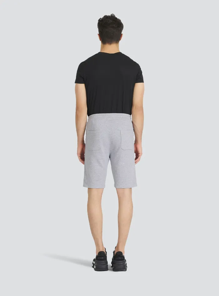 Balmain Trousers And Shorts Mens Cotton Shorts With Embossed Balmain Logo Grey