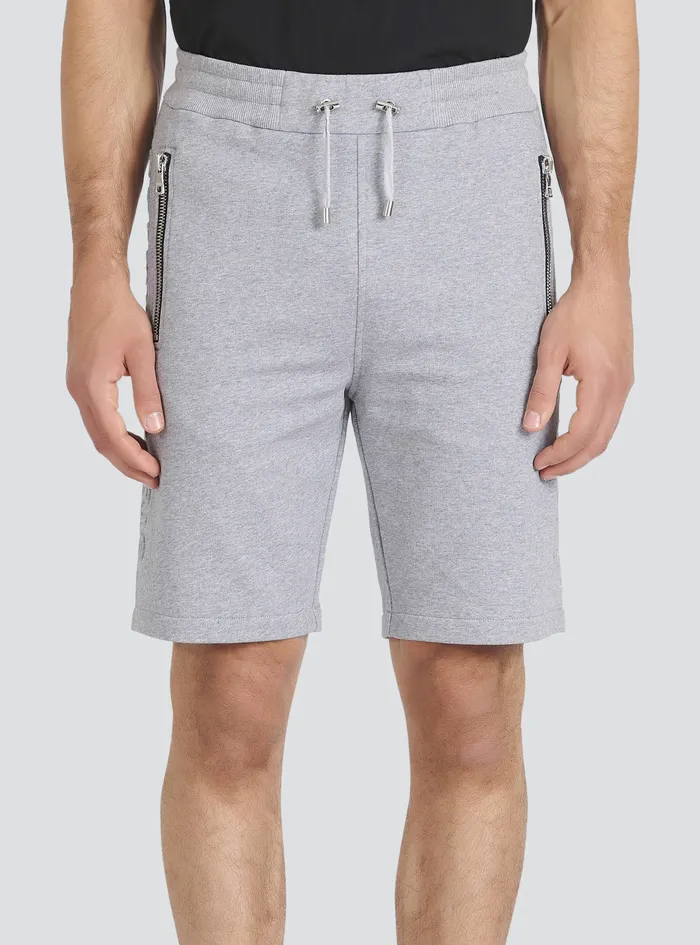 Balmain Trousers And Shorts Mens Cotton Shorts With Embossed Balmain Logo Grey