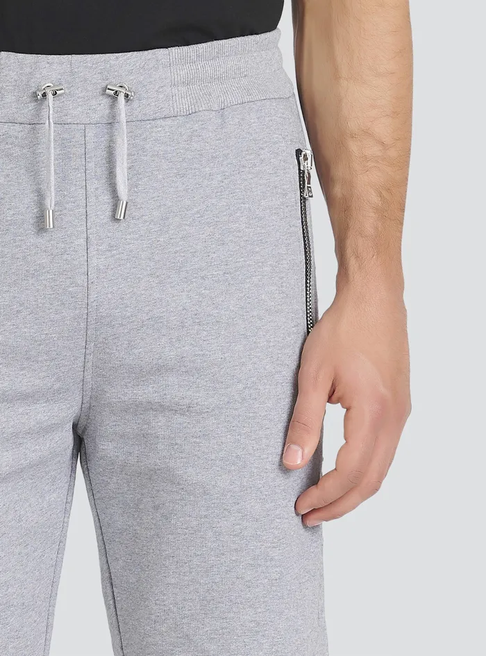 Balmain Trousers And Shorts Mens Cotton Shorts With Embossed Balmain Logo Grey
