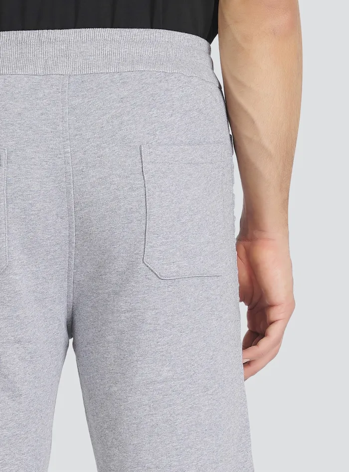 Balmain Trousers And Shorts Mens Cotton Shorts With Embossed Balmain Logo Grey