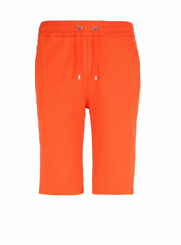 Balmain Trousers And Shorts Mens Cotton Shorts With Flocked Balmain Paris Logo Orange Balmain Trousers And Shorts Mens Cotton Shorts With Flocked Balmain Paris Logo Orange