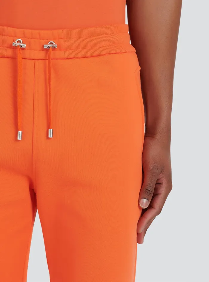 Balmain Trousers And Shorts Mens Cotton Shorts With Flocked Balmain Paris Logo Orange