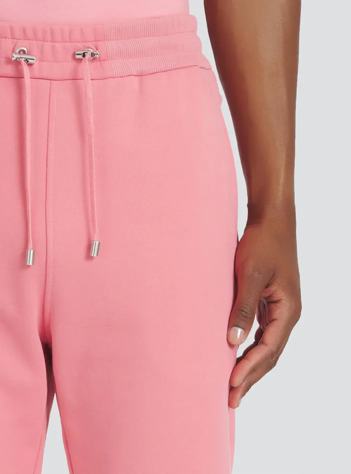 Balmain Trousers And Shorts Mens Cotton Shorts With Flocked Balmain Paris Logo Pink Balmain Trousers And Shorts Mens Cotton Shorts With Flocked Balmain Paris Logo Pink