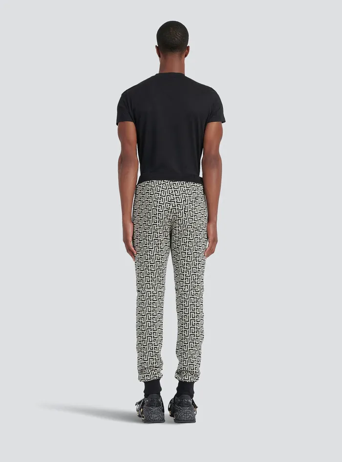 Balmain Trousers And Shorts Mens Cotton Sweatpants With Balmain Monogram Print Black Balmain Trousers And Shorts Mens Cotton Sweatpants With Balmain Monogram Print Black