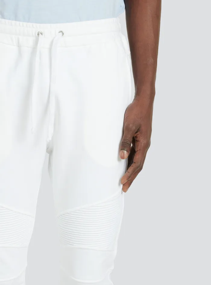 Balmain Trousers And Shorts Mens Cotton Sweatpants With Balmain Paris Logo White Balmain Trousers And Shorts Mens Cotton Sweatpants With Balmain Paris Logo White