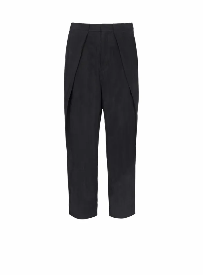 Balmain Trousers And Shorts Mens Cuprammonium Rayon Pleated Pants Black