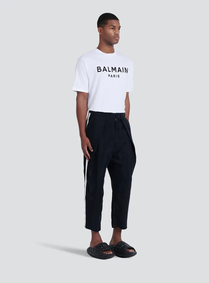 Balmain Trousers And Shorts Mens Cuprammonium Rayon Pleated Pants Black