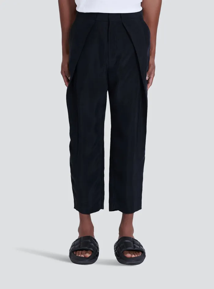 Balmain Trousers And Shorts Mens Cuprammonium Rayon Pleated Pants Black