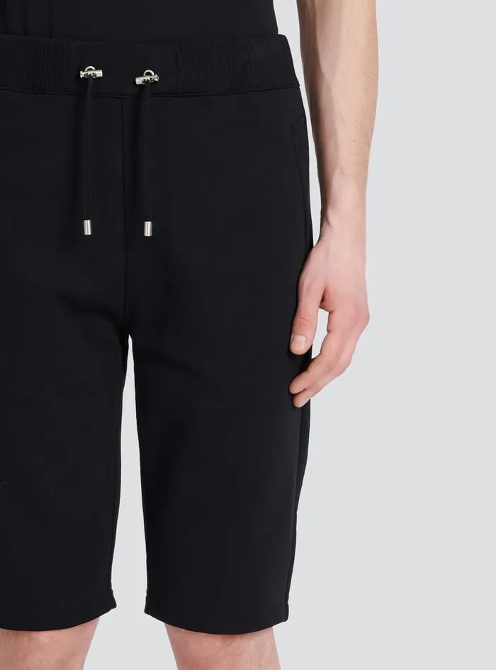 Balmain Trousers And Shorts Mens EcoDesigned Cotton Shorts With Balmain Paris Logo Print Black