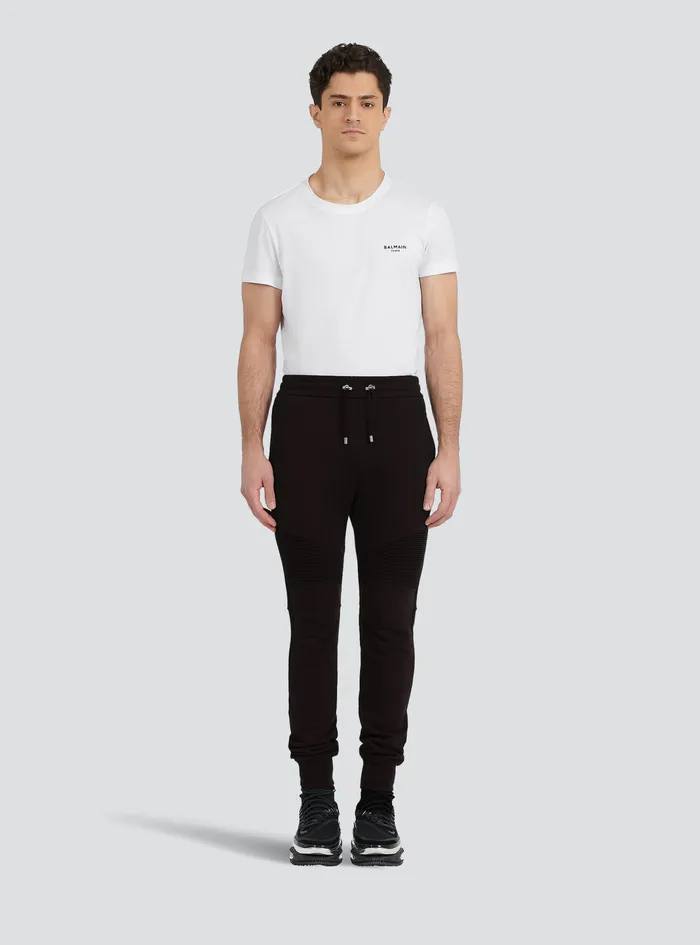 Balmain Trousers And Shorts Mens EcoDesigned Cotton Sweatpants With Balmain Logo Print Gold Balmain Trousers And Shorts Mens EcoDesigned Cotton Sweatpants With Balmain Logo Print Gold