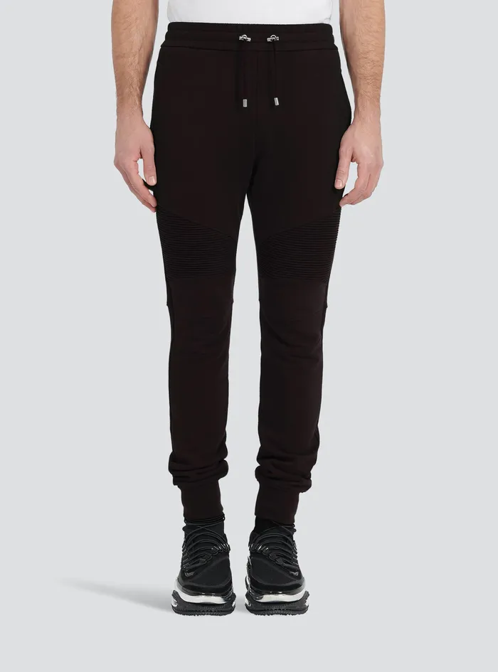 Balmain Trousers And Shorts Mens EcoDesigned Cotton Sweatpants With Balmain Logo Print Gold Balmain Trousers And Shorts Mens EcoDesigned Cotton Sweatpants With Balmain Logo Print Gold