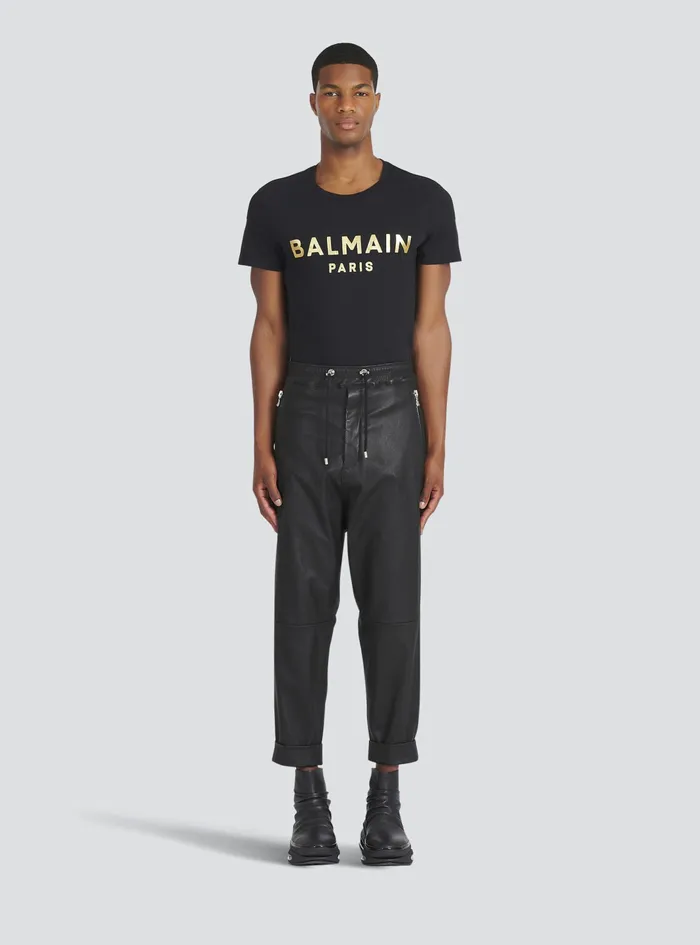 Balmain Trousers And Shorts Mens Harem Cut Leather Pants Black Balmain Trousers And Shorts Mens Harem Cut Leather Pants Black
