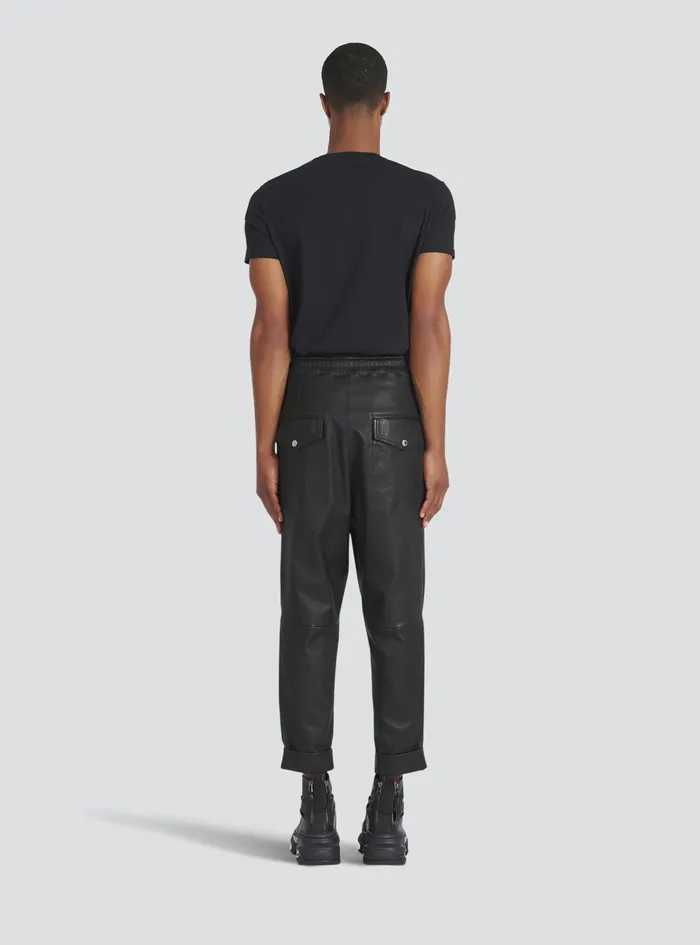 Balmain Trousers And Shorts Mens Harem Cut Leather Pants Black Balmain Trousers And Shorts Mens Harem Cut Leather Pants Black
