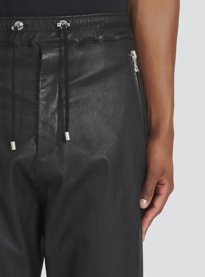 Balmain Trousers And Shorts Mens Harem Cut Leather Pants Black Balmain Trousers And Shorts Mens Harem Cut Leather Pants Black