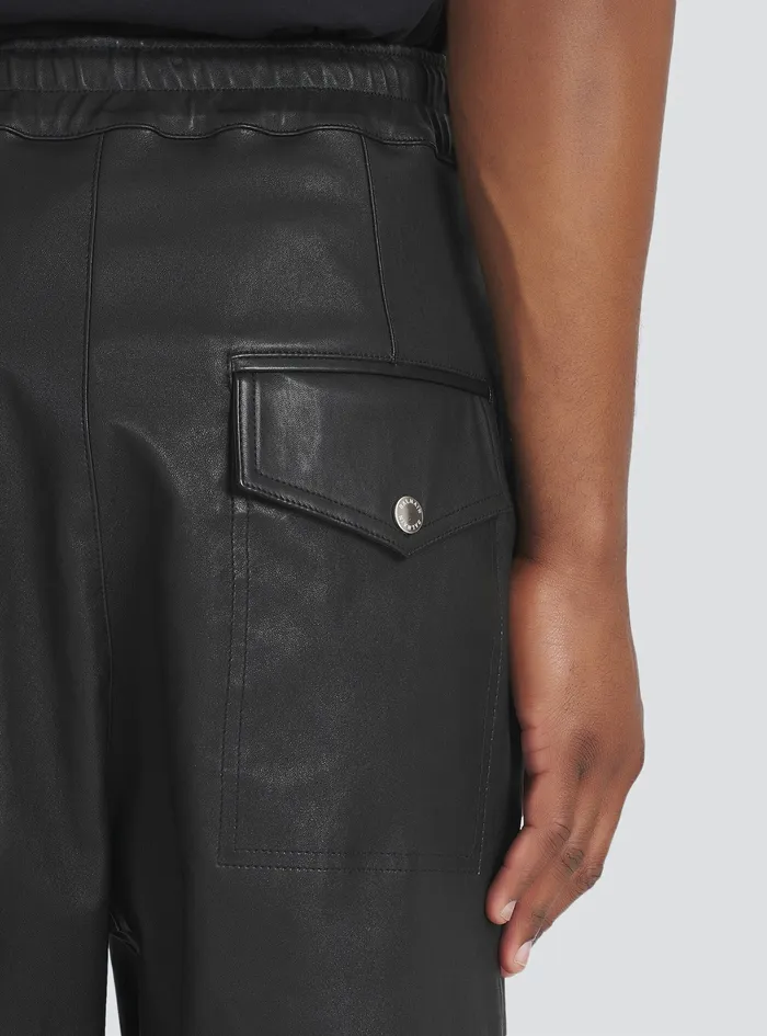 Balmain Trousers And Shorts Mens Harem Cut Leather Pants Black Balmain Trousers And Shorts Mens Harem Cut Leather Pants Black